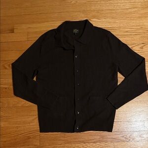 Jcrew 100% cashmere brown collared cardigan sz s small